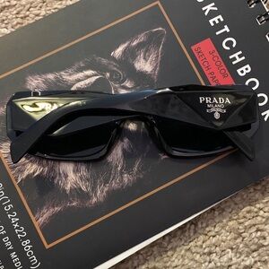 Prada Black Slim Rectangular Sunglasses